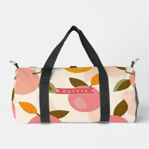 Personalized Peach Pattern Cute Retro Summer Duffle Bag