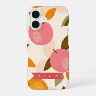 Personalized Peach Pattern Cute Retro Summer iPhone 16 Case