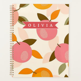 Personalized Peach Pattern Cute Retro Summer Planner