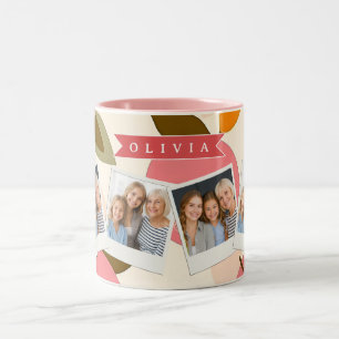 Personalized Peach Pattern Cute Retro Summer Two-Tone Coffee Mug
