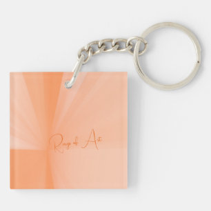 Personalized Peach Rays, Minimalist Abstract Art Keychain