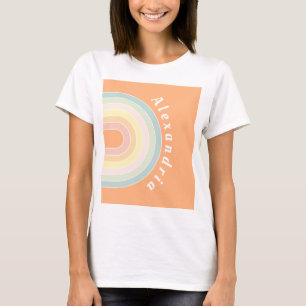 Personalized Peach Retro Rainbow T-Shirt