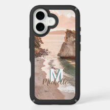 Personalized Peach Sunset Beach Monogram Landscape