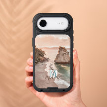 Personalized Peach Sunset Beach Monogram Landscape