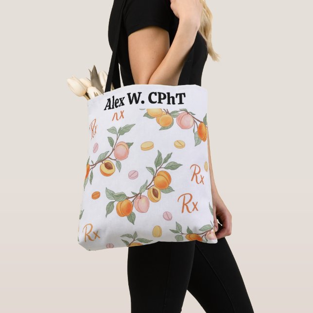 Personalized Peaches, Apricots & RX Pharmacy Tote  Bag (Close Up)