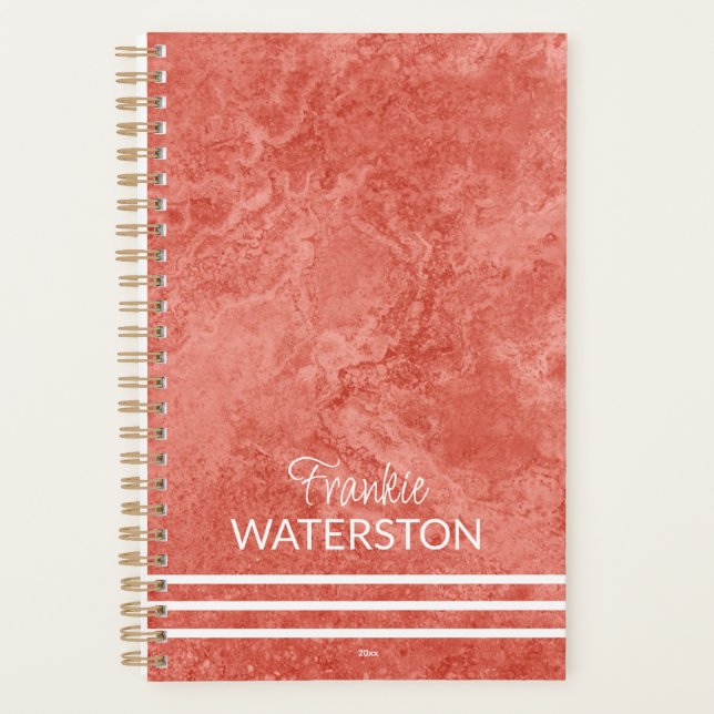 Personalized Peachy Agatized Marbling Planner (Front)