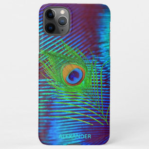 Personalized Peacock Blue Feather Named  iPhone 11Pro Max Case