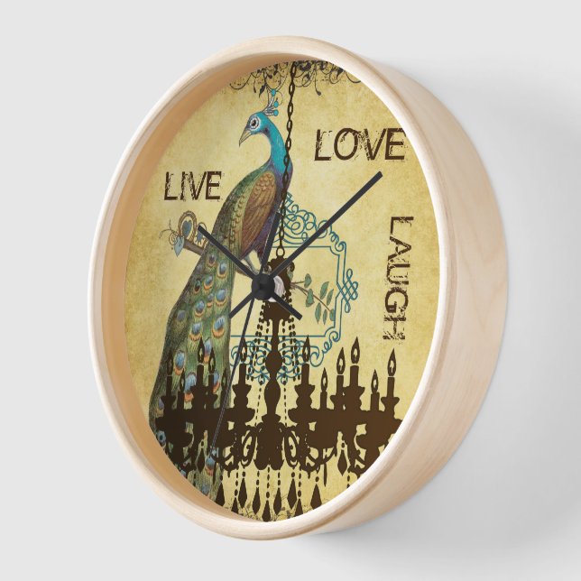 Personalized Peacock Chandelier Clock (Angle)