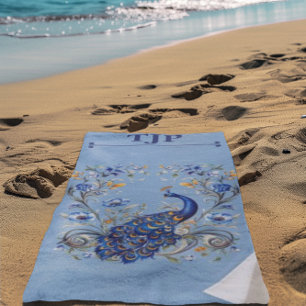 Personalized Peacock Design - Elegant Gift for Her Beach Towel