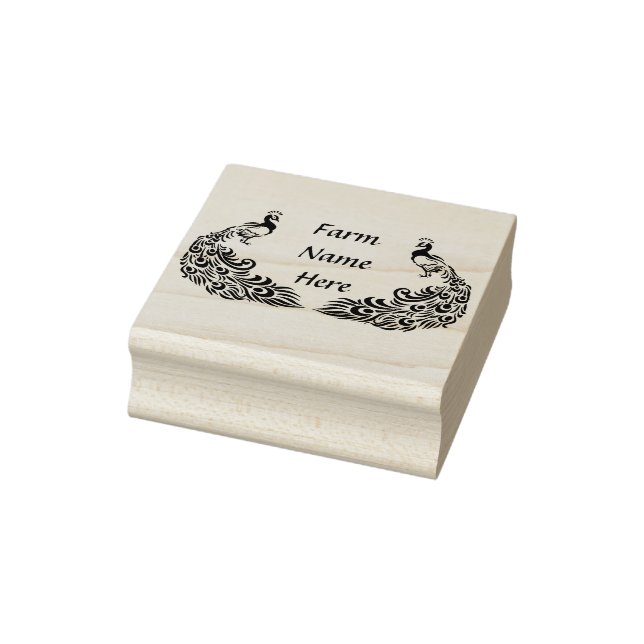 Personalized Peacock Farm Rubber Stamp (Stamp)