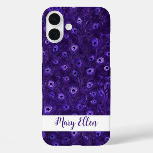 Personalized Peacock Feather iPhone 16 Plus Case