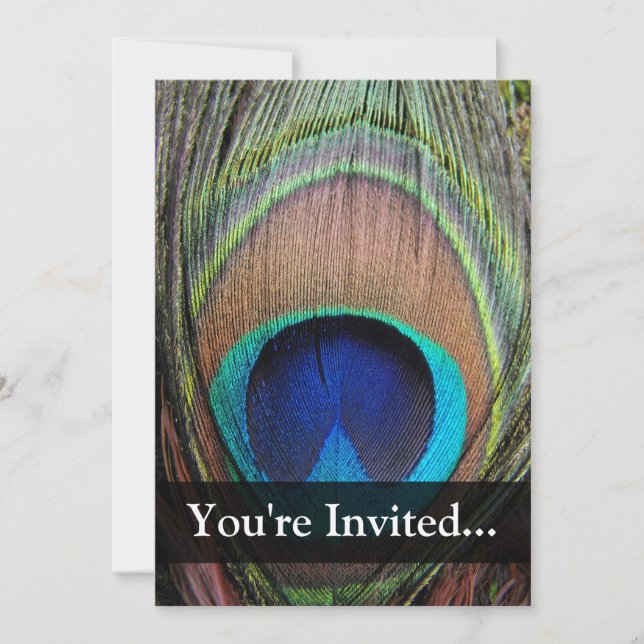 Personalized Peacock Feather Invitation (Front)