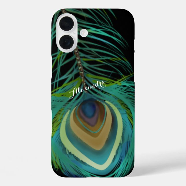 Personalized Peacock Feathers iPhone case (Back)
