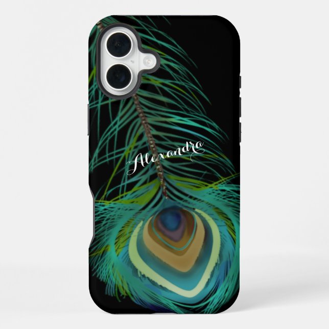 Personalized Peacock Feathers iPhone Case (Back)