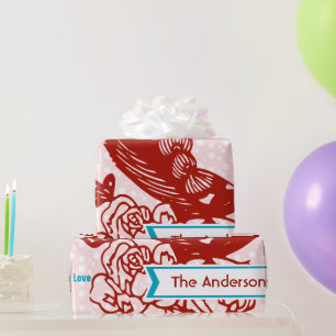 Personalized Peacock Holiday  Wrapping Paper