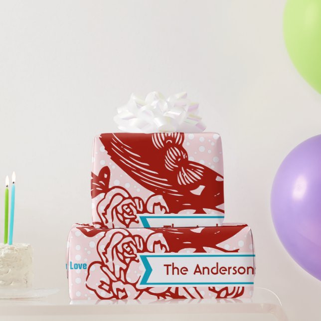 Personalized Peacock Holiday  Wrapping Paper (Party Gifts)