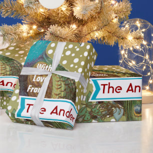 Personalized Peacock Holiday  Wrapping Paper