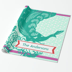 Personalized Peacock Holiday  Wrapping Paper