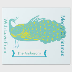 Personalized Peacock Holiday  Wrapping Paper