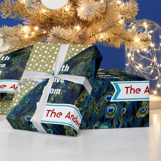 Personalized Peacock Holiday  Wrapping Paper (Holidays)