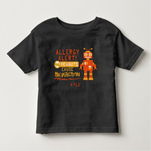 Personalized Peanut Allergy Alert Orange Robot Toddler T-shirt