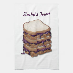 Personalized Peanut Butter and Jelly Sandwiches Kitchen Towel