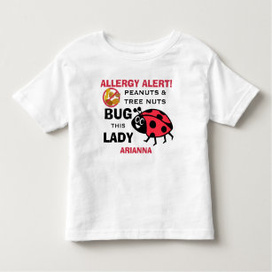 Personalized Peanut Tree Nut Allergy Ladybug Girls Toddler T-shirt