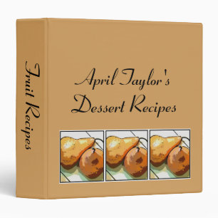Personalized Pear Illustration Dessert Recipe Binder