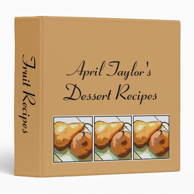 Personalized Pear Illustration Dessert Recipe Binder (Front/Spine)
