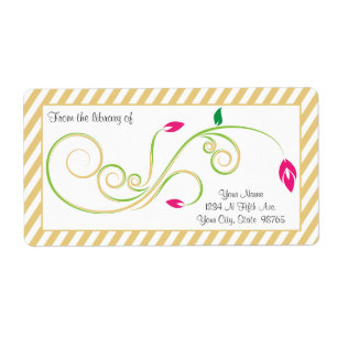 Personalized Pear Sand Swirl Bookplate