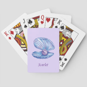 Personalized Pearl of the Ocean (Purple) Playing Cards
