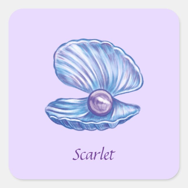 Personalized Pearl of the Ocean (Purple)  Square Sticker (Front)