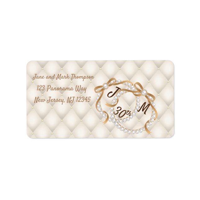 Personalized Pearl Ribbon Return Address Label (Front)