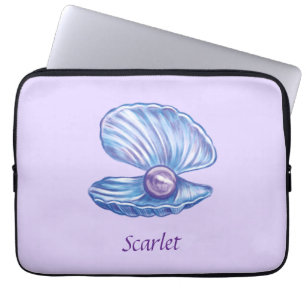 Personalized Pearl Seashell Purple Electronics Bag