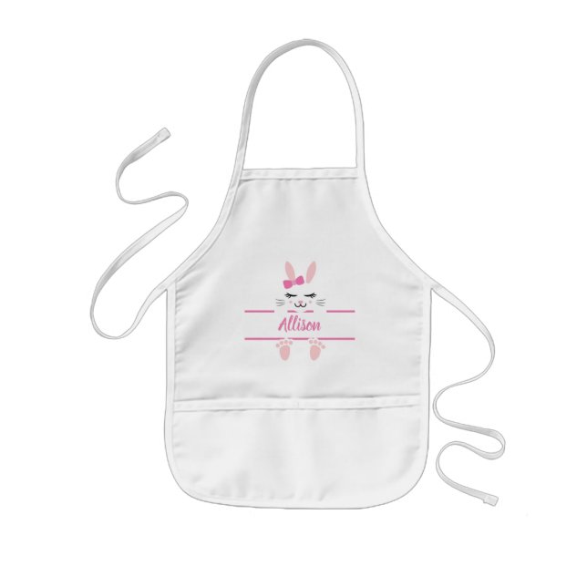 Personalized Peeping Easter Bunny Monogram Kids Apron (Front)
