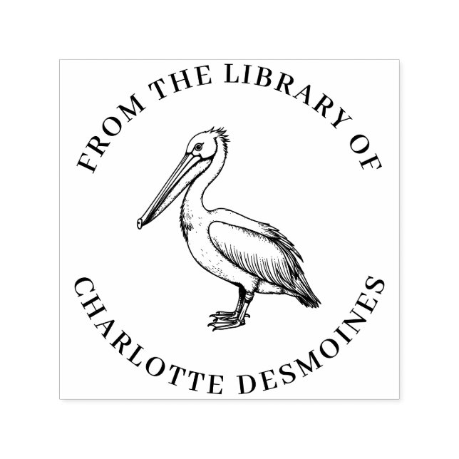 Personalized Pelican Book Stamp Custom Ex Libris  (Design)