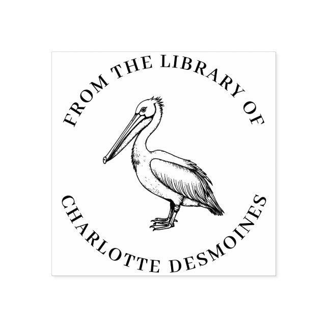 Personalized Pelican Book Stamp Custom Ex Libris  (Imprint)
