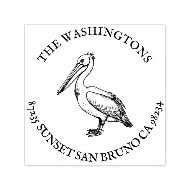 Personalized Pelican Return Address Stamp Name (Design)