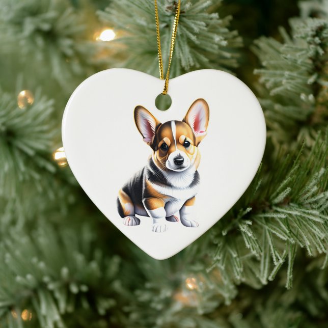 Personalized Pembroke Welsh Corgi Puppy Ceramic Ornament (Tree)