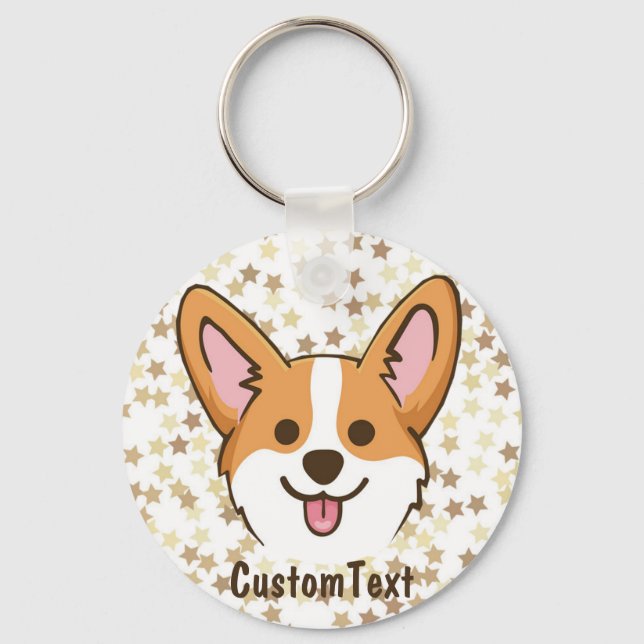 Personalized Pembroke Welsh Corgi Puppy Dog Stars Keychain (Front)