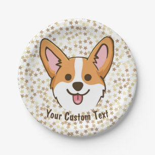 Personalized Pembroke Welsh Corgi Puppy Dog Stars Paper Plate