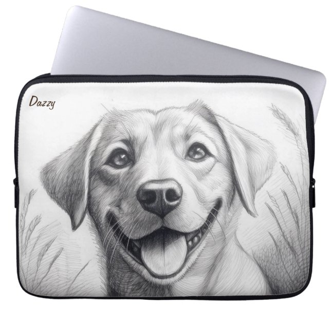 Personalized pencil art Dog-themed Laptop Sleeve (Front)