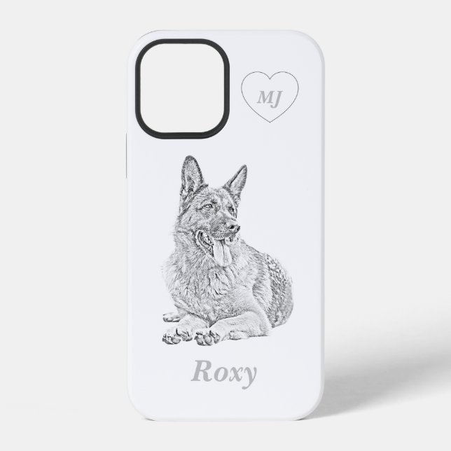 Personalized Pencil German Shepherd iPhone Case (Back)