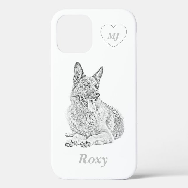 Personalized Pencil German Shepherd iPhone Case (Back)