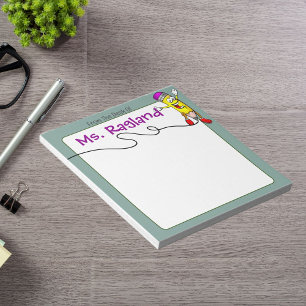 Personalized Pencil Scribble Green Unlined Notepad
