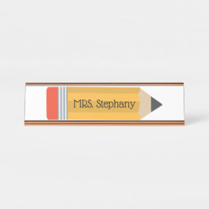 Personalized Pencil Teacher Name Back to School Desk Name Plate