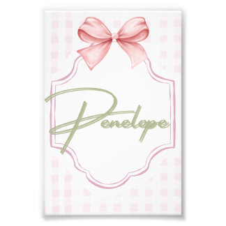 Personalized Penelope Baby Girl Nursery Gingham Photo Print