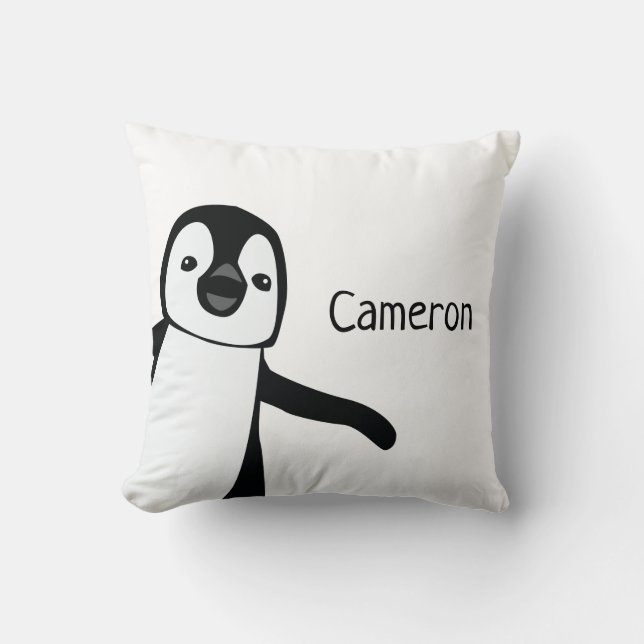 Personalized Penguin Black and white | Baby Throw Pillow (Front)