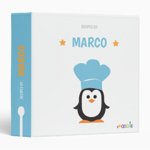 Personalized penguin chef recipe binder
