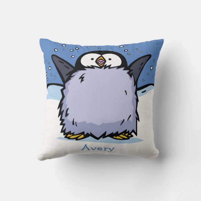 Personalized Penguin Chick Close Up Cushion (Back)
